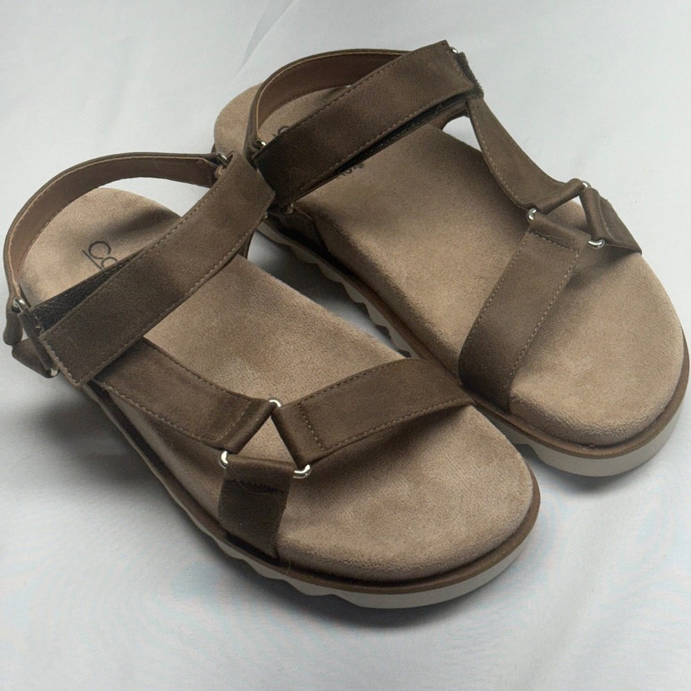 Corkys Footwear Give It A Go Brown Sport Sandals Women Size 8 Platform Strappy
